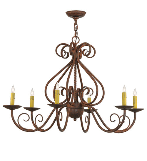 Meyda Tiffany - 160224 - Six Light Chandelier - Jenna - Rust