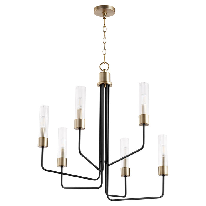 Quorum - 695-6-6980 - Six Light Chandelier - Helix - Noir w/ Aged Brass