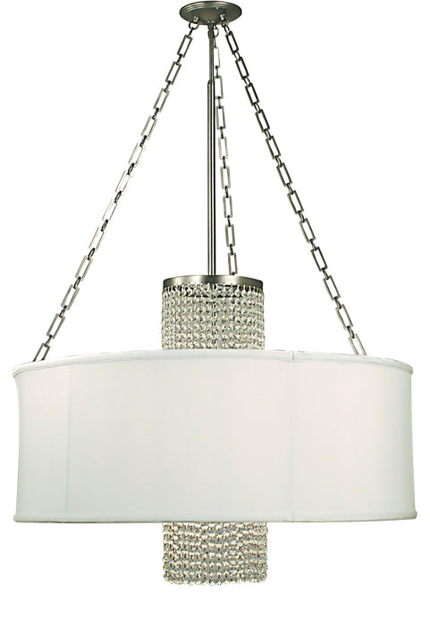 Framburg - 1958 PS/SWH - Four Light Chandelier - Angelique - Polished Silver with White Sheer Shade