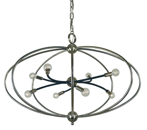 Framburg - 4949 PN/MBLACK - Eight Light Chandelier - Orbit - Polished Nickel with Matte Black Accents