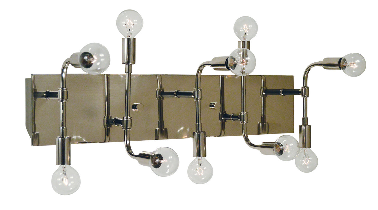Framburg - 5019 PN/MBLACK - Ten Light Wall Sconce - Fusion - Polished Nickel with Matte Black Accents