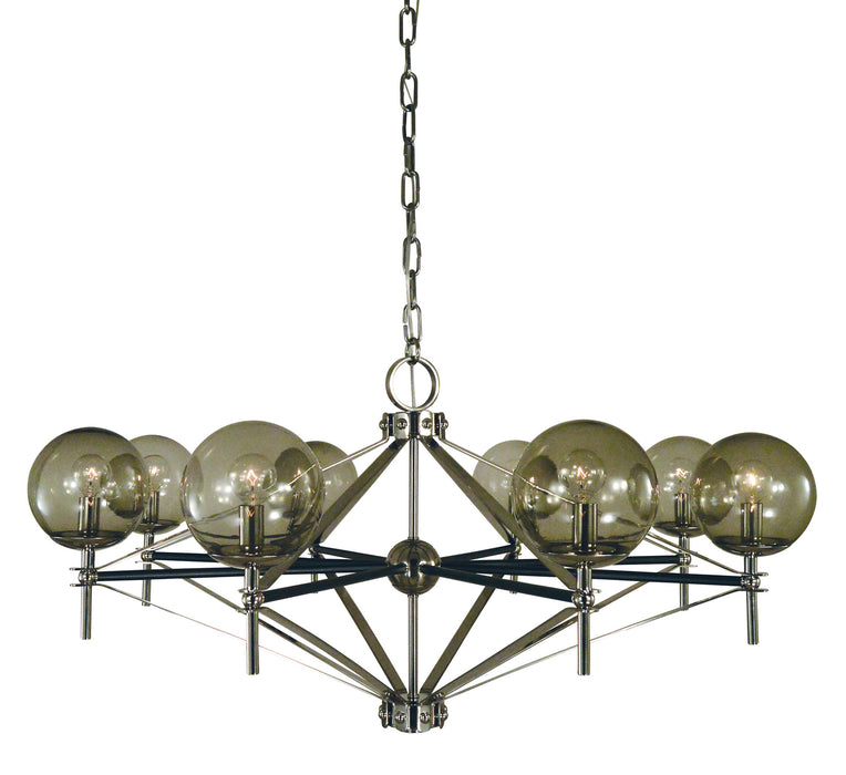Framburg - 5068 PN/MBLACK - Eight Light Chandelier - Calista - Polished Nickel with Matte Black Accents