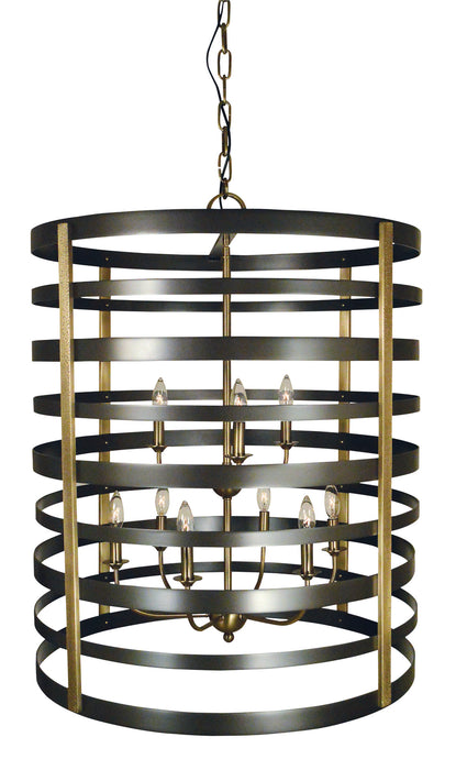 Framburg - 5098 MB/AB - Nine Light Foyer Chandelier - Pastoral - Mahogany Bronze with Antique Brass Accents