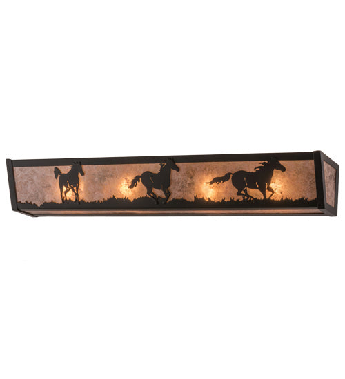 Meyda Tiffany - 165969 - Four Light Vanity - Running Horses - Oil Rubbed Bronze