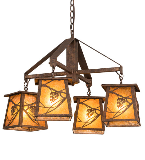 Meyda Tiffany - 192455 - Four Light Chandelier - Whispering Pines - Rust