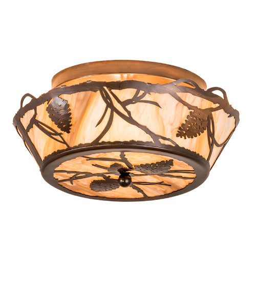 Meyda Tiffany - 194100 - Four Light Flushmount - Whispering Pines - Copper