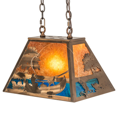 Meyda Tiffany - 216861 - One Light Pendant - Bass And Fisherman - Antique Copper