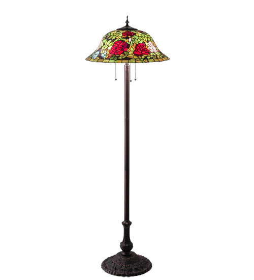 Meyda Tiffany - 216879 - Three Light Floor Lamp - Tiffany Rosebush - Mahogany Bronze