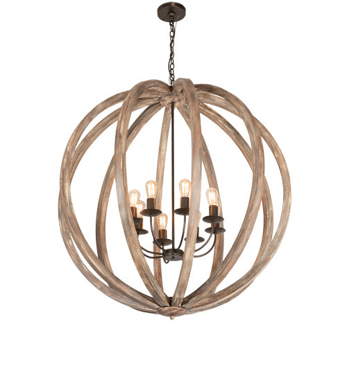 Meyda Tiffany - 218452 - Eight Light Pendant - Woodward - Bronze,Natural Wood