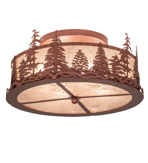 Meyda Tiffany - 219183 - Four Light Flushmount - Tall Pines - Rust