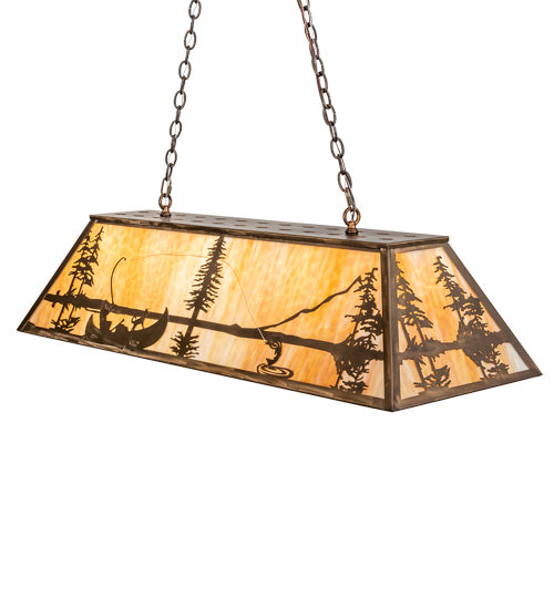 Meyda Tiffany - 219638 - Six Light Pendant - Trout & Fisherman - Antique Copper