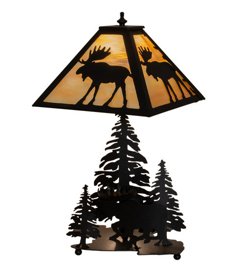 Meyda Tiffany - 219733 - Two Light Table Lamp - Moose On The Loose - Timeless Bronze
