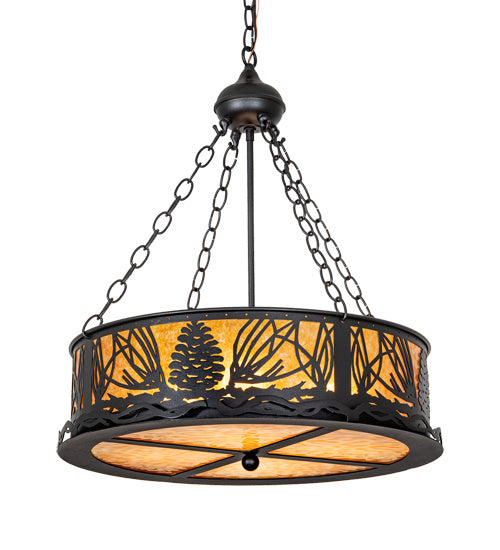 Meyda Tiffany - 220141 - Four Light Pendant - Mountain Pine - Craftsman Brown