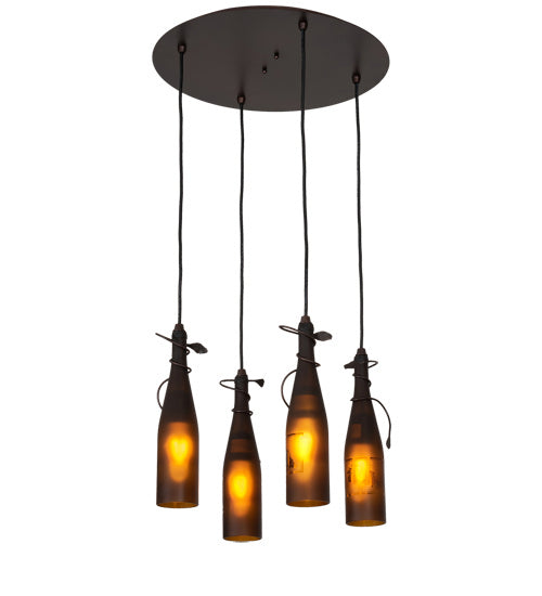 Meyda Tiffany - 221919 - Four Light Pendant - Tuscan Vineyard - Mahogany Bronze