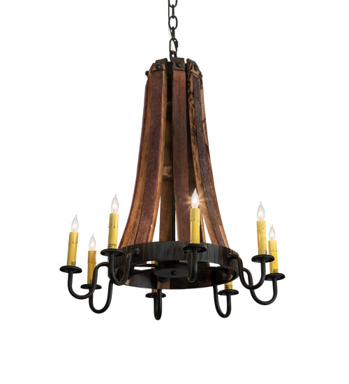Meyda Tiffany - 224987 - Eight Light Chandelier - Barrel Stave - Natural Wood,Oil Rubbed Bronze