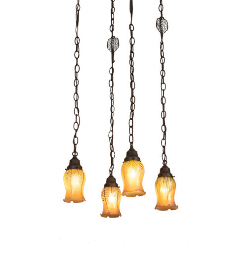 Meyda Tiffany - 227606 - Four Light Pendant - Bungalow - Craftsman Brown