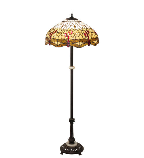 Meyda Tiffany - 229132 - Three Light Floor Lamp - Tiffany Hanginghead Dragonfly - Mahogany Bronze