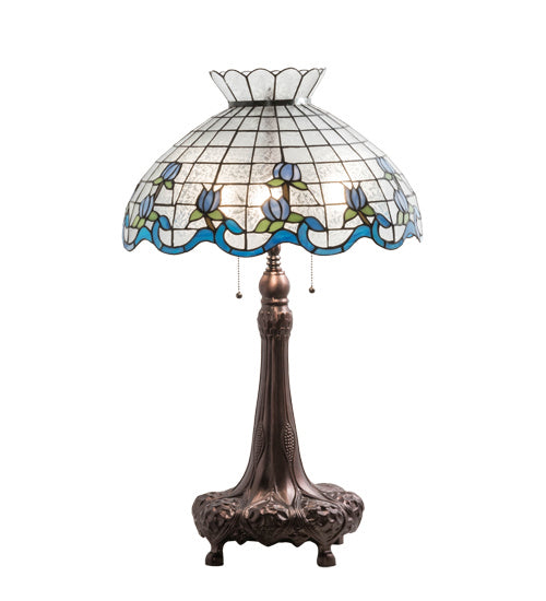 Meyda Tiffany - 230472 - Three Light Table Lamp - Roseborder - Mahogany Bronze