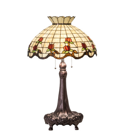 Meyda Tiffany - 230473 - Three Light Table Lamp - Roseborder - Mahogany Bronze
