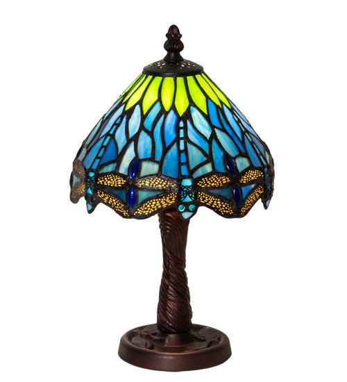 Meyda Tiffany - 230981 - One Light Table Lamp - Tiffany Hanginghead Dragonfly - Mahogany Bronze