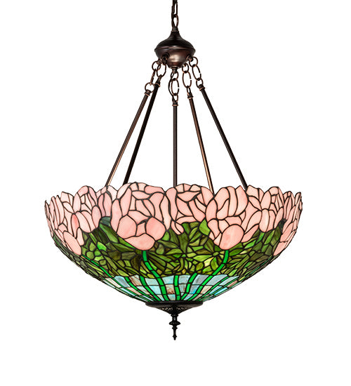Meyda Tiffany - 231156 - Three Light Pendant - Cabbage Rose - Mahogany Bronze