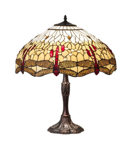 Meyda Tiffany - 232803 - Three Light Table Lamp - Tiffany Hanginghead Dragonfly - Mahogany Bronze