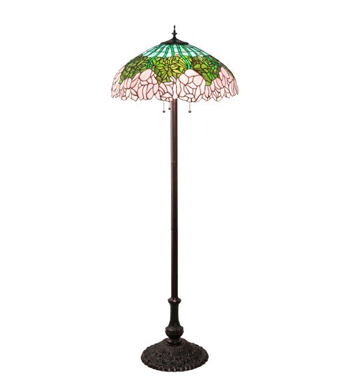 Meyda Tiffany - 37706 - Three Light Floor Lamp - Tiffany Cabbage Rose - Mahogany Bronze