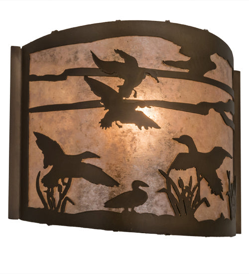 Meyda Tiffany - 68612 - One Light Wall Sconce - Ducks In Flight - Antique Copper