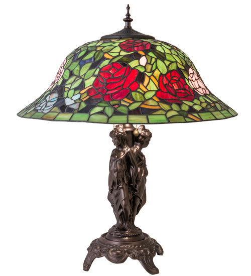 Meyda Tiffany - 78364 - Two Light Table Lamp - Tiffany Rosebush - Mahogany Bronze