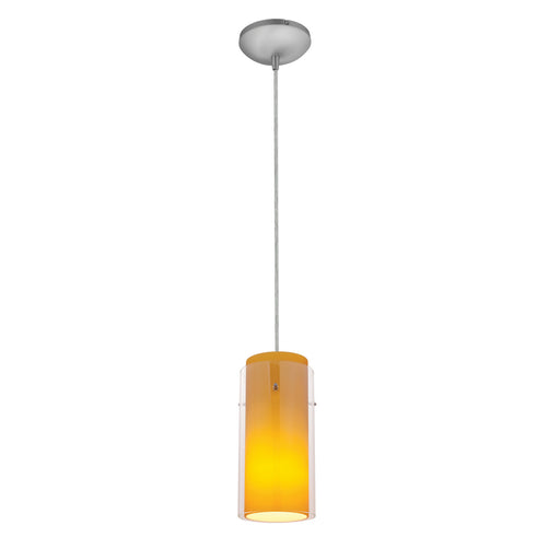 Access - 28033-3C-BS/CLAM - LED Pendant - Glass`n Glass Cylinder - Brushed Steel