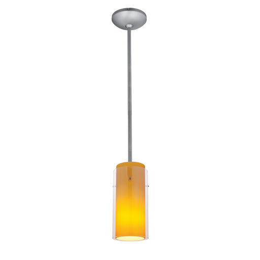 Access - 28033-3R-BS/CLAM - LED Pendant - Glass`n Glass Cylinder - Brushed Steel