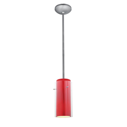 Access - 28033-3R-BS/CLRD - LED Pendant - Glass`n Glass Cylinder - Brushed Steel