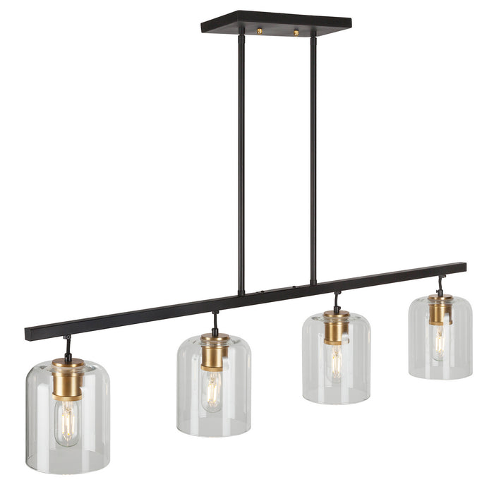 Forte - 2724-04-62 - Four Light Linear Chandelier - Tyrone - Black and Soft Gold