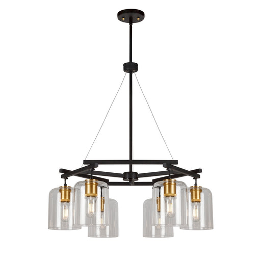 Forte - 2724-06-62 - Six Light Chandelier - Tyrone - Black and Soft Gold