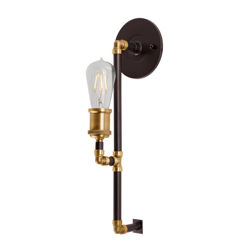 Forte - 7116-01-51 - One Light Wall Sconce - Piper - Black and Antique Brass