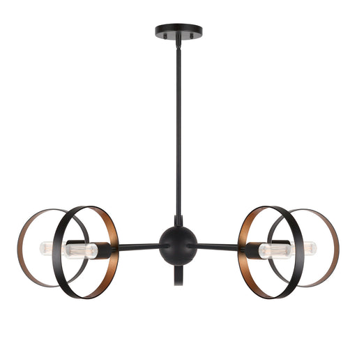 Forte - 7120-05-42 - Five Light Chandelier - Monocle - Black and Gold