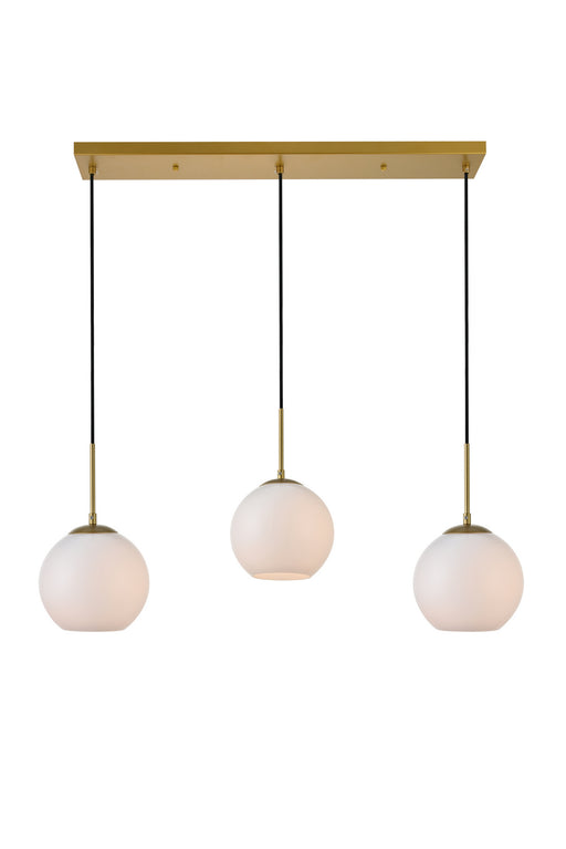 Elegant Lighting - LD2237BR - Three Light Pendant - Baxter - Brass And Frosted White