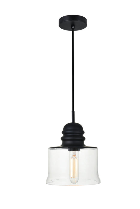 Elegant Lighting - LD2253BK - One Light Pendant - Kenna - Black And Clear
