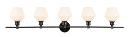 Elegant Lighting - LD2325BK - Five Light Wall Sconce - Gene - Black And Frosted White Glass