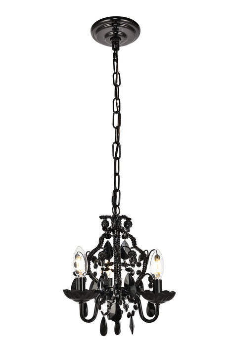 Elegant Lighting - LD5019D9BK - Three Light Pendant - Karter - Polished Black