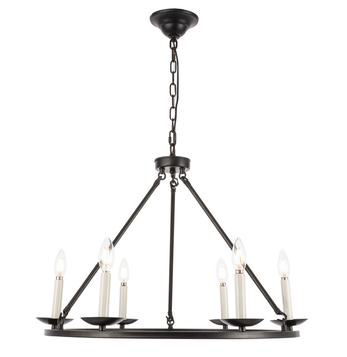 Elegant Lighting - LD6010D26BK - Six Light Chandelier - Maine - Black