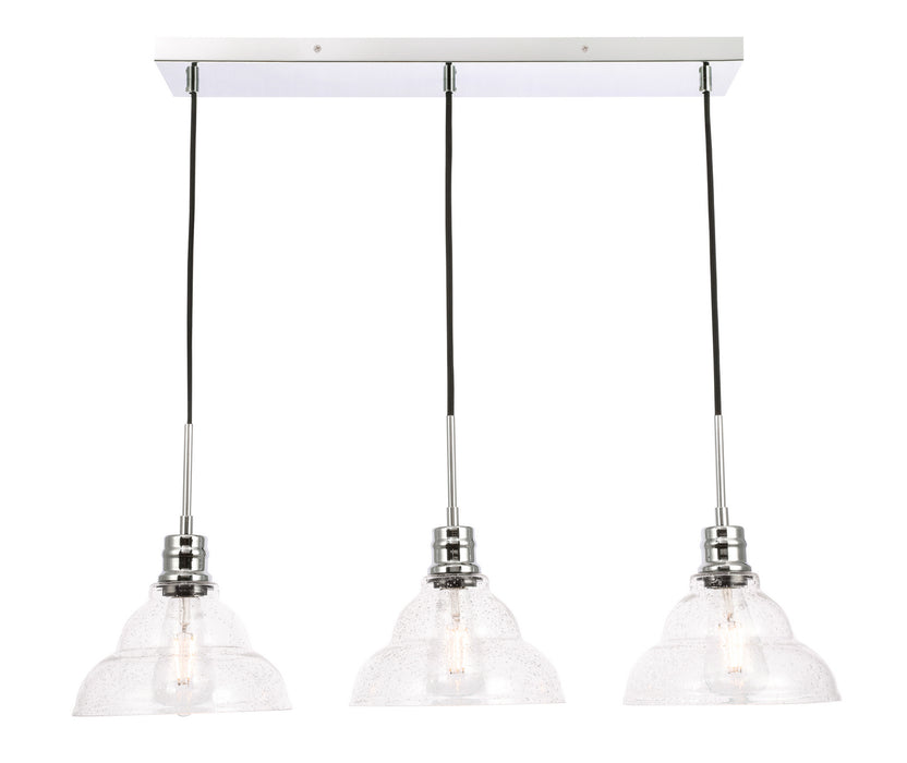 Elegant Lighting - LD6223C - Three Light Pendant - Clive - Chrome And Clear Seeded Glass
