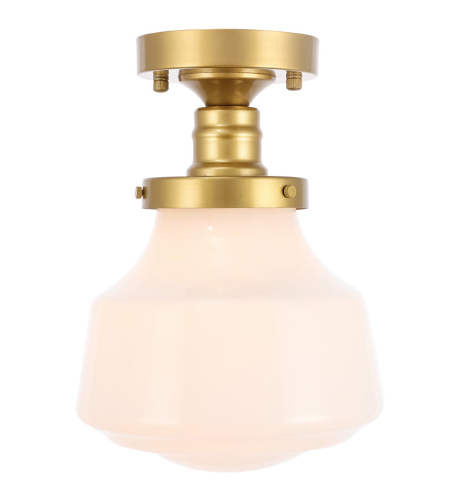 Elegant Lighting - LD6251BR - One Light Flush Mount - Lyle - Brass And Frosted White Glass
