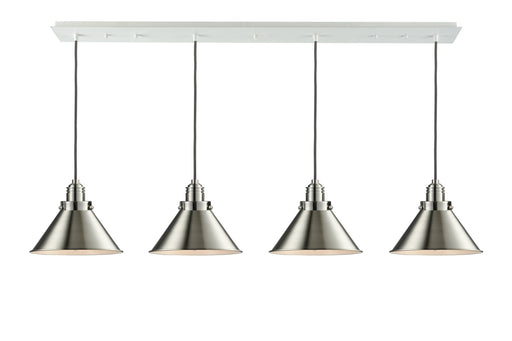 Innovations - 124W-10GY-2H-SN-M10-SN - Four Light Linear Pendant - Winchester - White