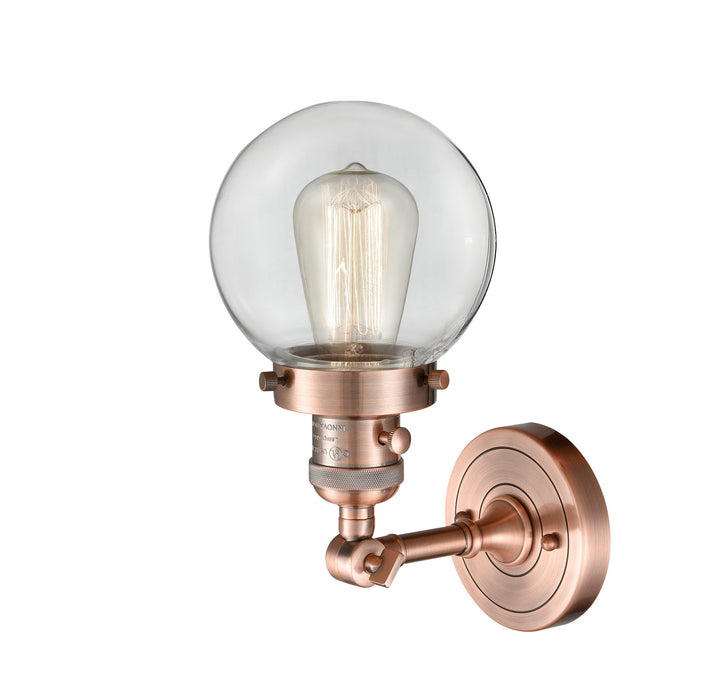 Innovations - 203SW-AC-G202-6 - One Light Wall Sconce - Franklin Restoration - Antique Copper