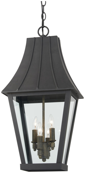 Minka-Lavery - 72784-66G - Four Light Outdoor Hanging Lantern - Chateau Grande - Coal W/Gold