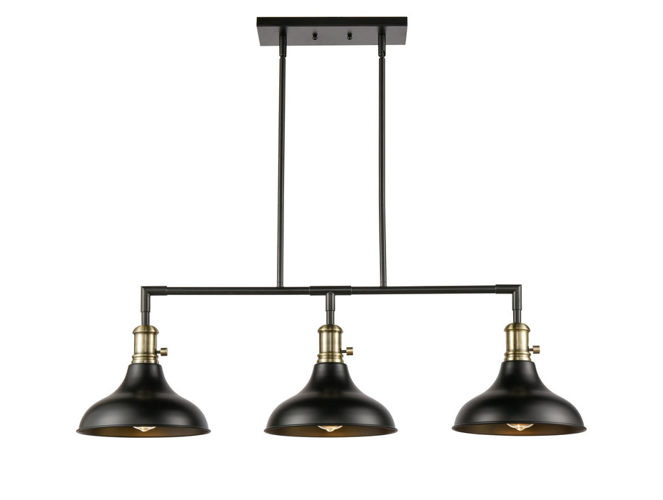 Innovations - 443SW-3I-BAB-M15BK - Three Light Island Pendant - Black Antique Brass