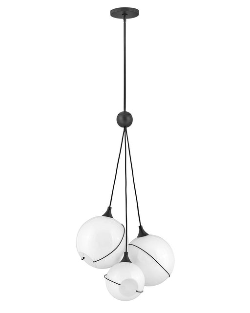 Hinkley - 30304BLK-WH - Three Light Pendant - Skye - Black with Cased Opal glass