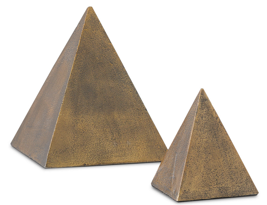 Currey and Company - 1200-0274 - Pyramid Set of 2 - Antique Brass