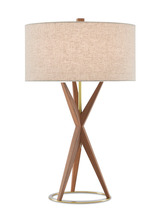 Currey and Company - 6000-0547 - One Light Table Lamp - Teak/Brushed Brass